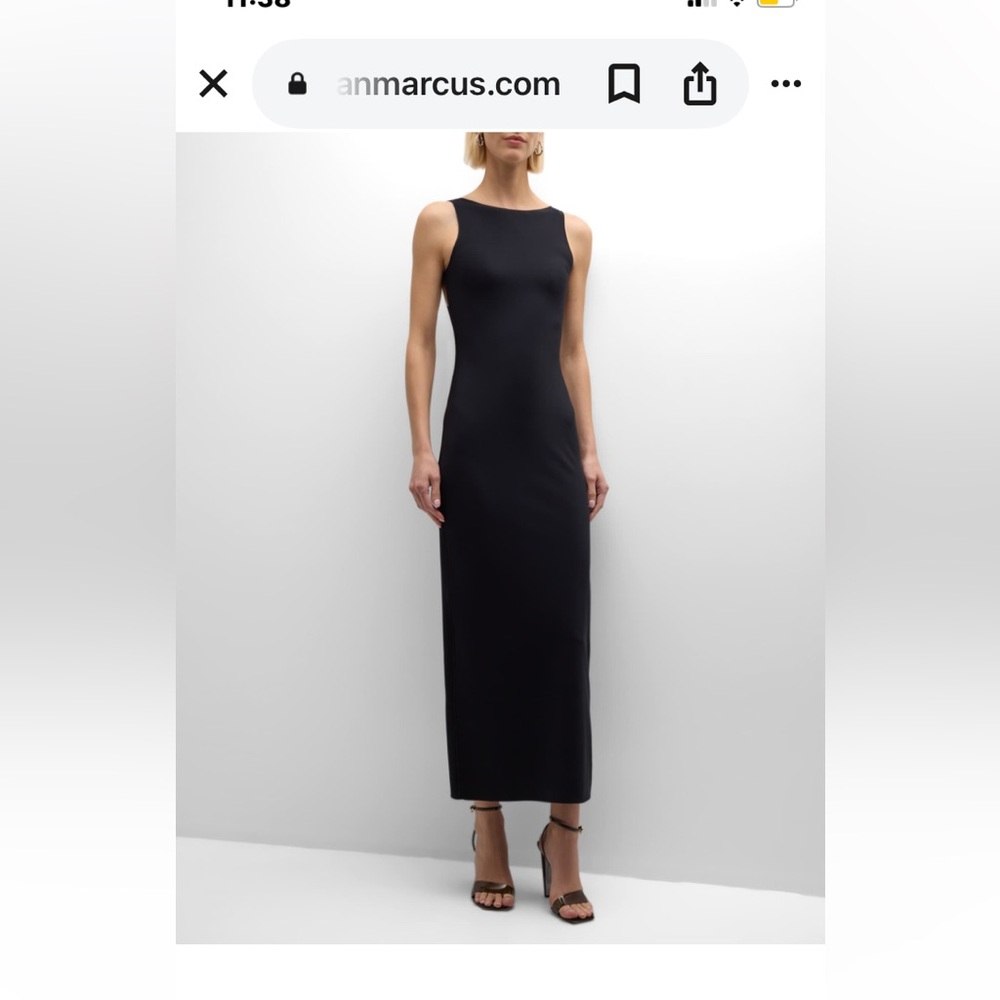Giorgio Armani Le Collezioni Italy LBD Midi  Side Slit Open Back w Ruffles Size6